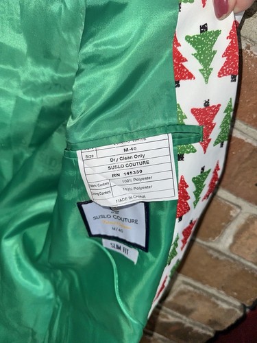 NWT Suslo Couture Men’s Christmas Trees Holiday Sport Coat Size M 40 - Picture 5 of 13