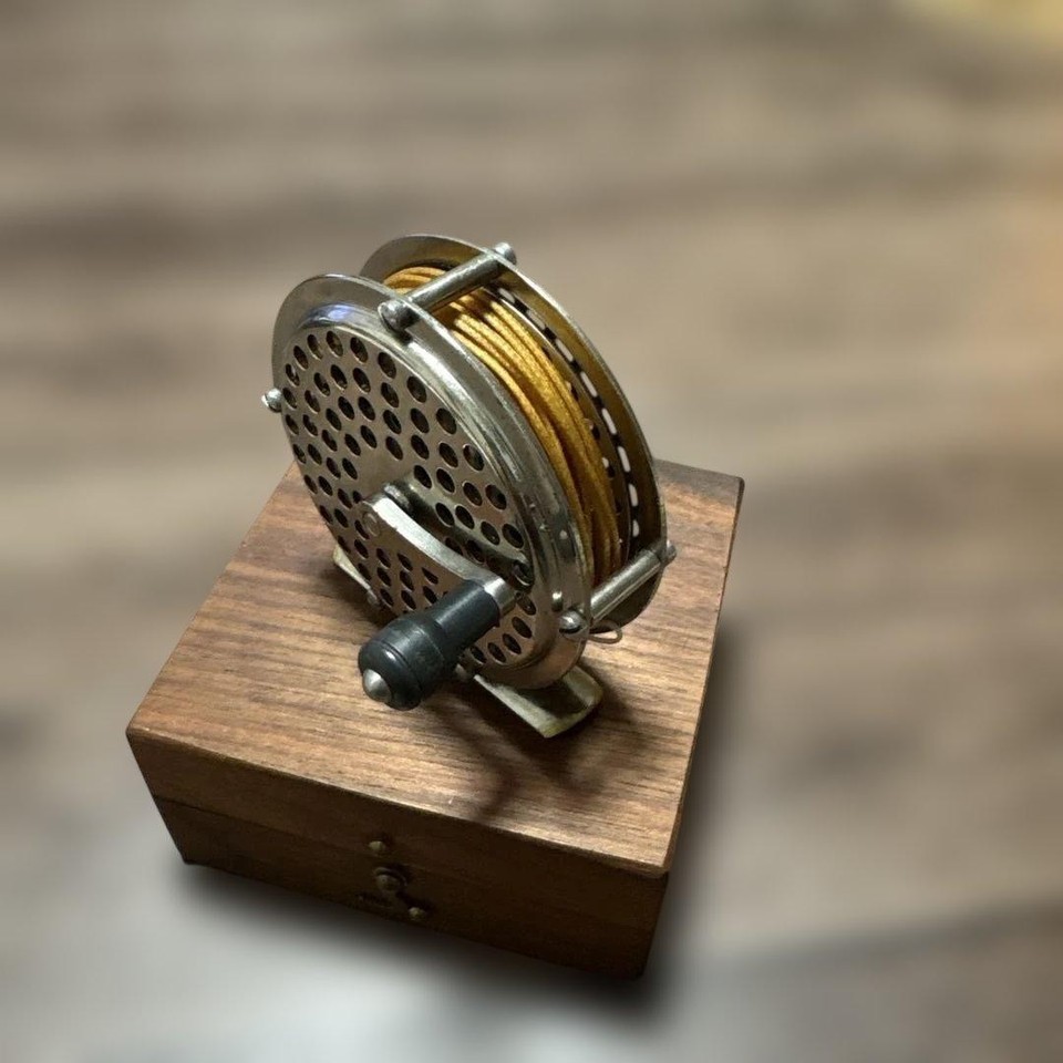 Reproduction Box Orvis 1874 Patent Reproduction Fly Reel Walnut Wooden Box Silk Line DT4 ...