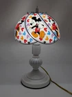 Vintage Disney Mickey & Minnie Mouse Glass Panel Tiffany Type TOUCH Lamp, Works!