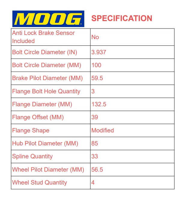 Pair 2 Moog Wheel Hub Assembly For Chevrolet Cobalt Pontiac G5 Saturn ION - Image 3 of 4