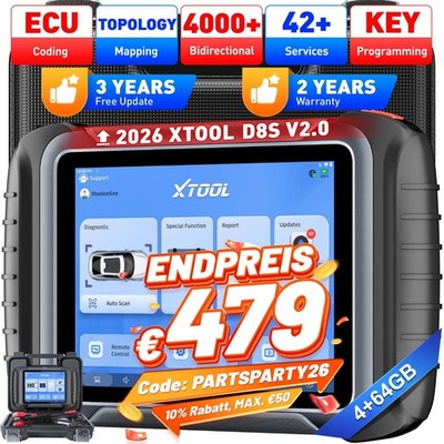2026 XTOOL D8S 2.0 Profi  KFZ OBD2 Diagnosegerät ALLE SYSTEM ECU Codierung DE