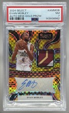 143938982 Evan Mobley 2024 Panini Select Gold Prizm GU Patch Auto 1/10 PSA 7