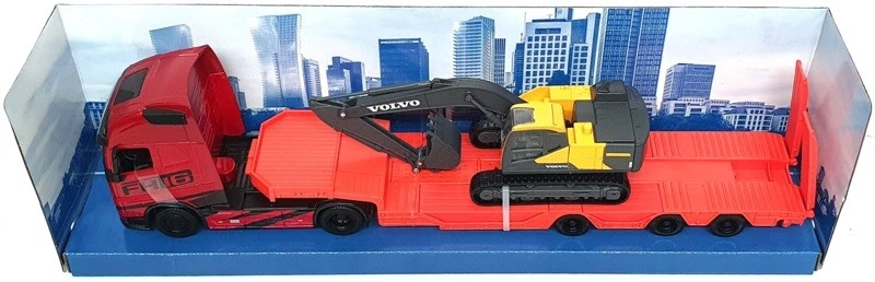 Burago 1/43 Scale 18-32312 - Volvo FH16 Truck & Volvo Excavator - Red - Image 4 of 4