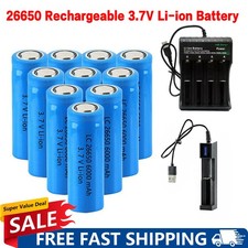 4Pcs 26650 3.7V 6000mAh Rechargeable Battery Batteries 2-slot Charger LOT