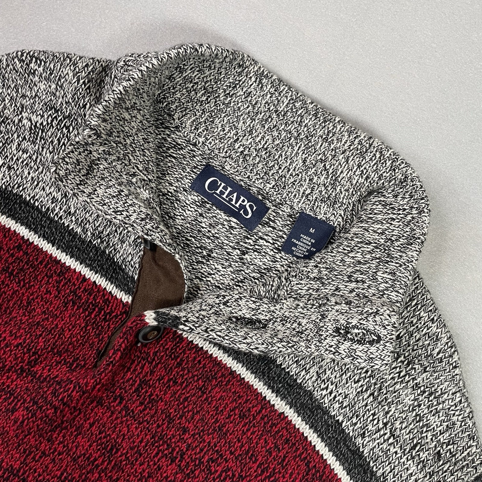 CHAPS Turtleneck Button Sweater Pullover Grey,Red… - image 2