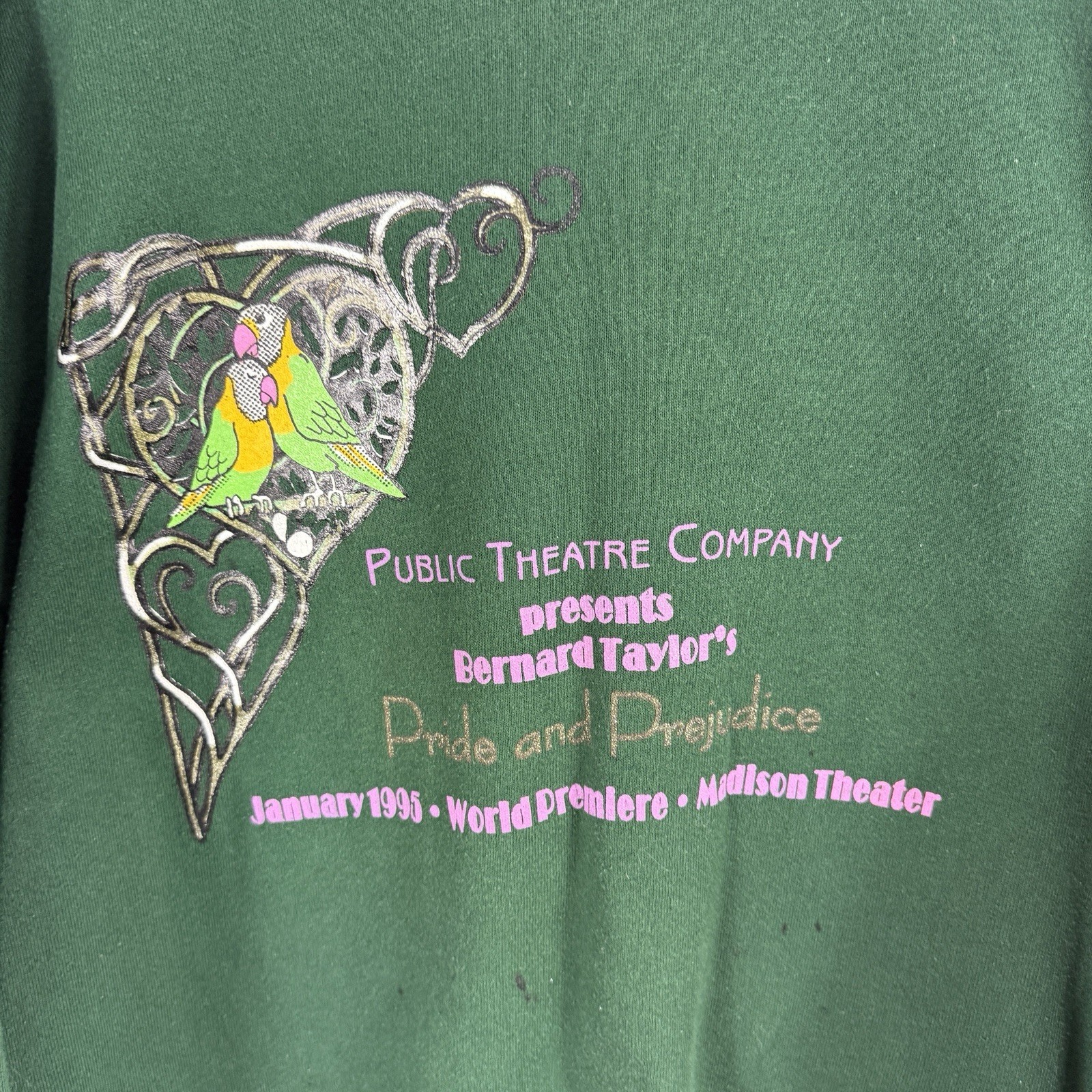 Vintage Jerzees 1995 Pride Prejudice Theatre Graphic XL Made in USA Sweatshirt image 3