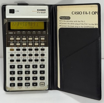 Vintage Casio FX-502P Programming Calculator w/ FA-1 & 501P Guides - Japan