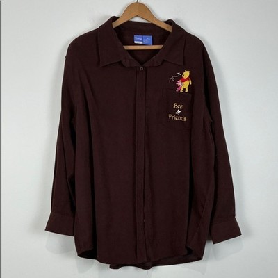 Disney Women s 1X Winnie the Pooh Button Down Piglet Brown Bumble Bee