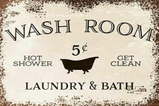 New Vintage Retro Tin Metal Signs Washroom Bathroom and Laundry Outdoor Garage