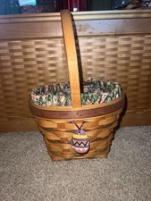 1996 Longaberger Easter Basket Combo W/Ceramic Egg Tie-On~EUC