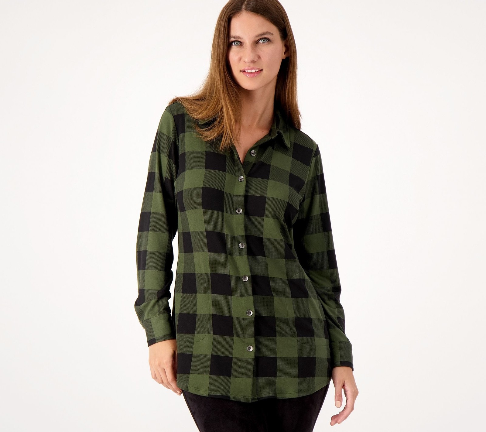 Belle by Kim Gravel Women's Jacket Sz 2XS (XXS) Buffalo Check Green A550611