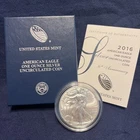 2016 W BURNISHED SILVER AMERICAN EAGLE 30th Anniversary Lettered Edge OGP/COA