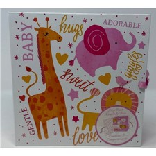 Baby Girl My First Keepsake Box Orange Giraffe Pink Elephant Nine Compartments