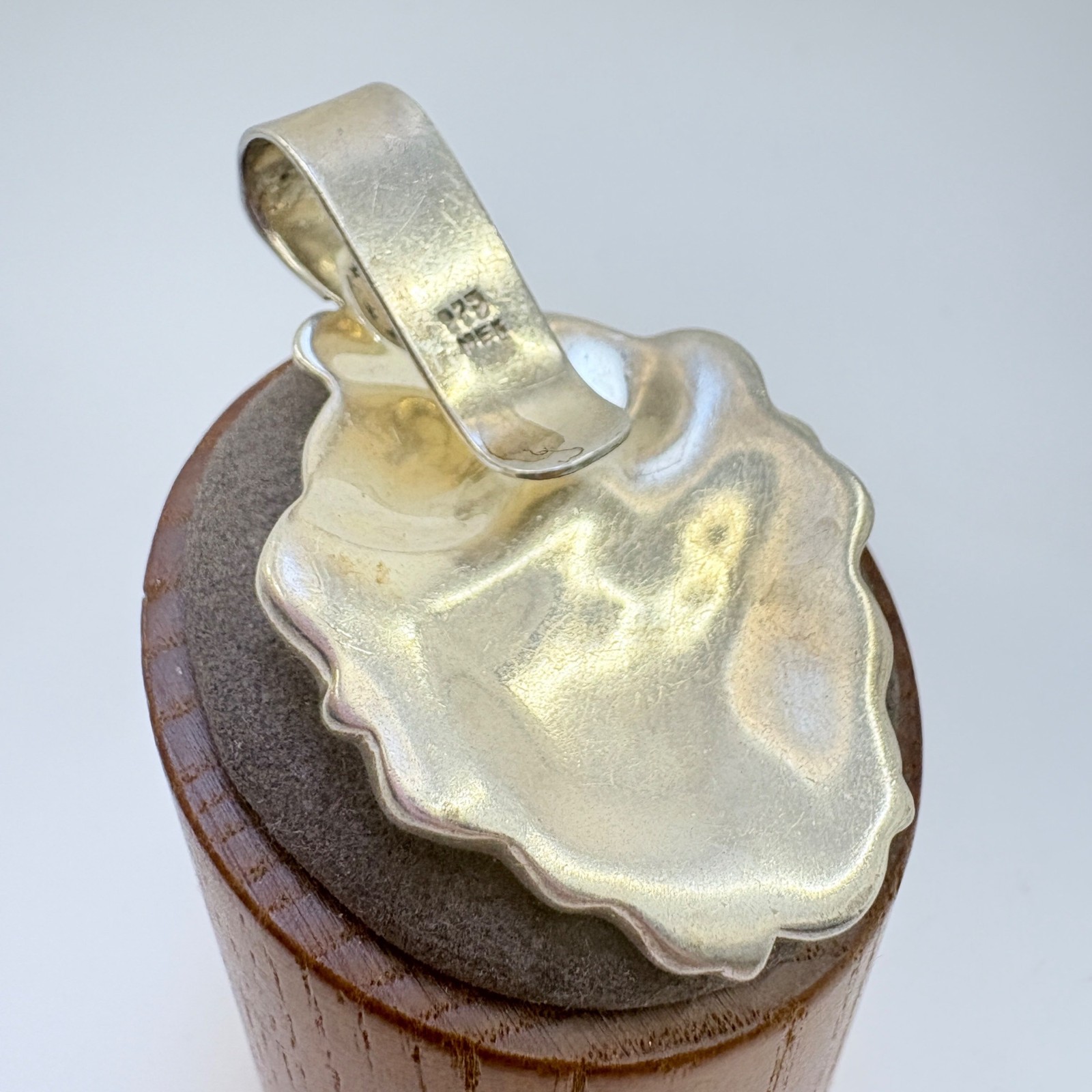 Scroll Leaf Design Pendant VTG Solid Sterling Sil… - image 5