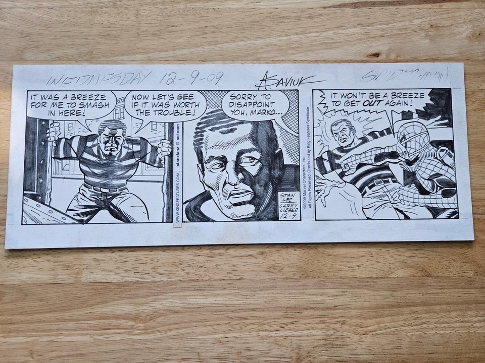 Spider-man vs Sandman Original art Alex Saviuk 120909 Daily Strip Comic Art