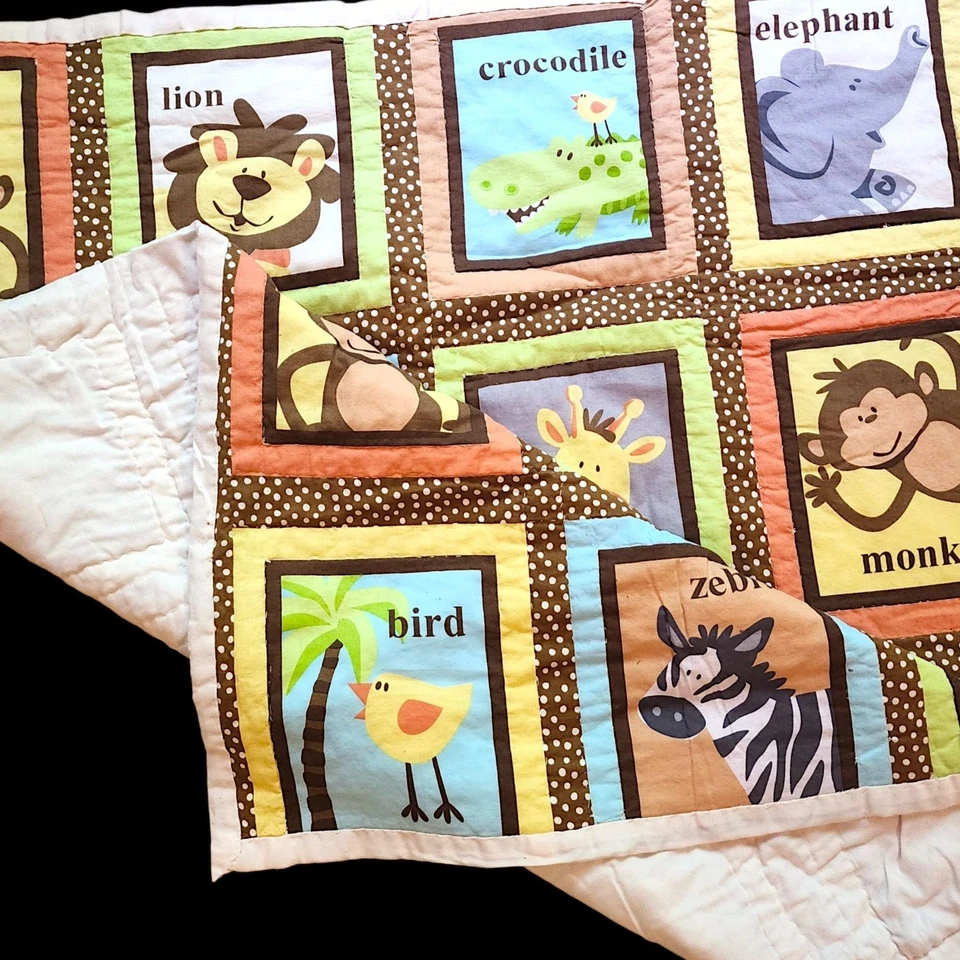 Manta bebé vintage cuna edredón selva safari animales de colección género neutro Foto 2 de 4