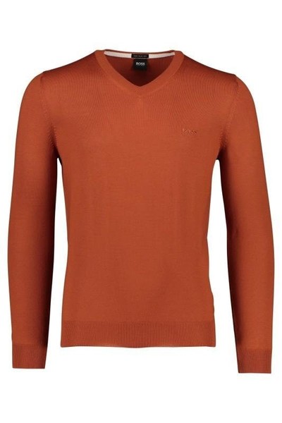 Men Hugo Boss Pullover Orange Wool 38 / M / 46