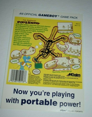 1994 The SIMPSONS ITCHY & SCRATCHY Nintendo Gameboy Vtg Toys 'R' Us VIDPRO CARD - Picture 4 of 7