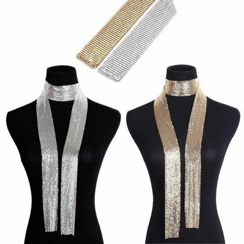 Silver Gold Scarf Necklace Choker Wrap 