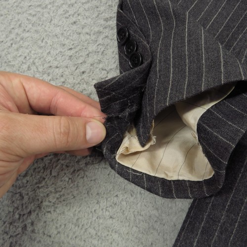 Canali Suit 40R Charcoal Flannel Chalk Stripe Jacket Pants Trousers 34x28* FLAWS - Picture 7 of 23