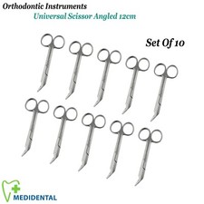 Dental Hand Instruments Orthodontics Universal Scissors Angled 12cm - Pack Of 10