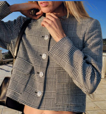 89 ZARA ZW COLLECTION SHORT HOUNDSTOOTH BLAZER sz S
