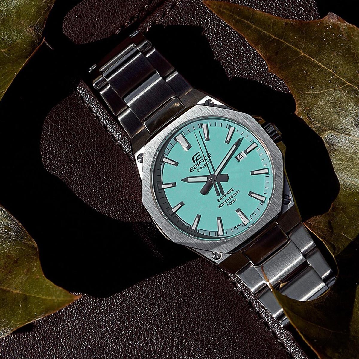 Casio Edifice Sapphire Stainless Steel Slim Turquoise Blue Casio Edifice Sapphire Stainless Steel Slim Turquoise Blue