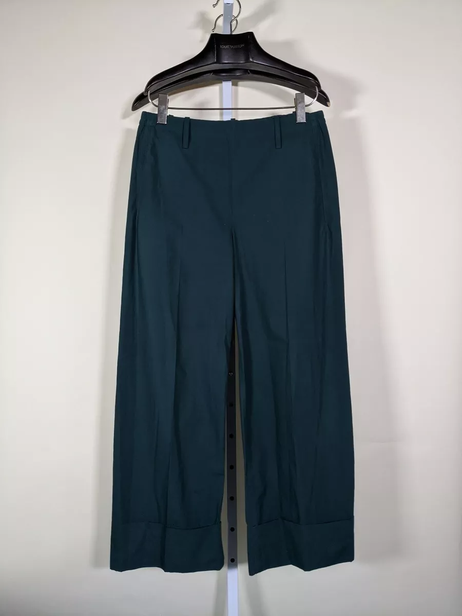 Lemaire Green Elastic Waist Sport Cotton Wide Leg Pants Size 40