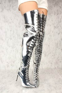 silver patent boots