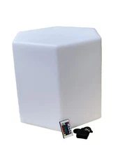 Luminous 19" Hexagon LED Cube Chair Stool RGB Glow Changing Color Bar Cafe Deco