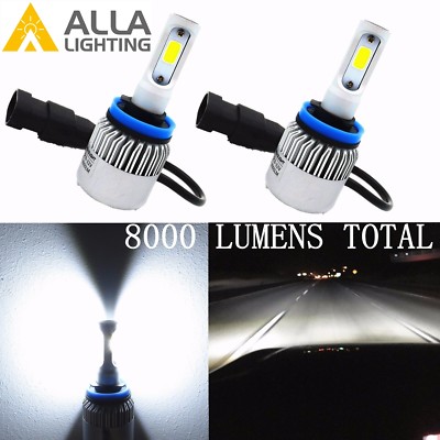 Alla Lighting 8000lm COB White Mini H11 H8 H9 LED Headlight Bulb Conversion Kit
