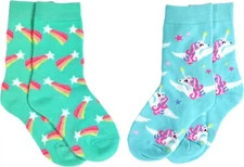 Unicorn Socks Girls Crazy Socks Shooting Stars Size 6-8 Fits Most Kids age 5-10