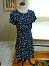 NWT RALPH LAUREN Nautical Print Short Sleeve Lined Above Knee Dress Navy 6 $199