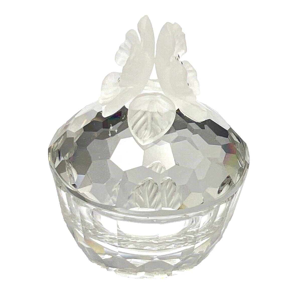 Swarovski Crystal Treasure Keepsake Box Faceted Round Frosted