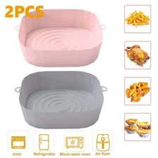 2 Pcs Air Fryer Silicone Pot Basket Liners Non-Stick Safe Oven Baking Tray Mat
