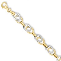 14k Two Tone Gold 8.5in Polished Fancy Link Bracelet. Metal Wt-7.17g on sale 14k Two Tone Gold 8.5in Polished Fancy Link Bracelet. Metal Wt-7.17g on sale