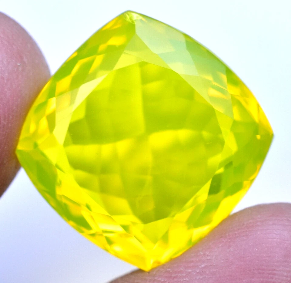 Ópalo amarillo neón natural 26,40 quilates sin tratar certificado 17,70 x 17,70 mm piedra preciosa Foto 4 de 4