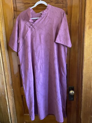 Long Cotton Mandarin Collar Dress XL Lilac Etsy Pockets Brand New Short Sleeves