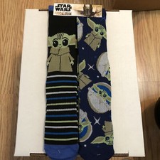 2 Pairs Star Wars The Mandalorian Baby Yoda Grogu Mando Adult Crew Socks 6-12