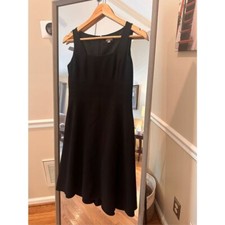 Ann Taylor Classic Black Square Neck Shift Dress Size 2 petite