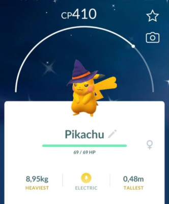   Shiny  Pikachu Witch Hat Halloween -  P T C - high stardust - Description