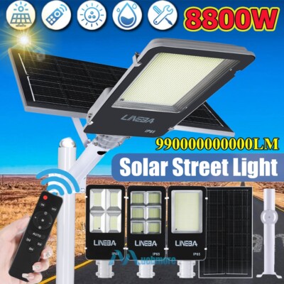 Commercial 8800W LED Dusk to Dawn Solar Street Light with Large Solar Panel+Pole