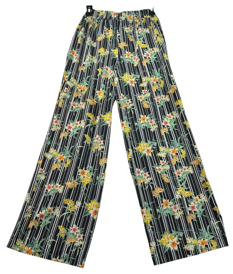 Pantalones de mujer Counterparts talla pequeña negros con bolsillos florales elásticos Foto 2 de 4