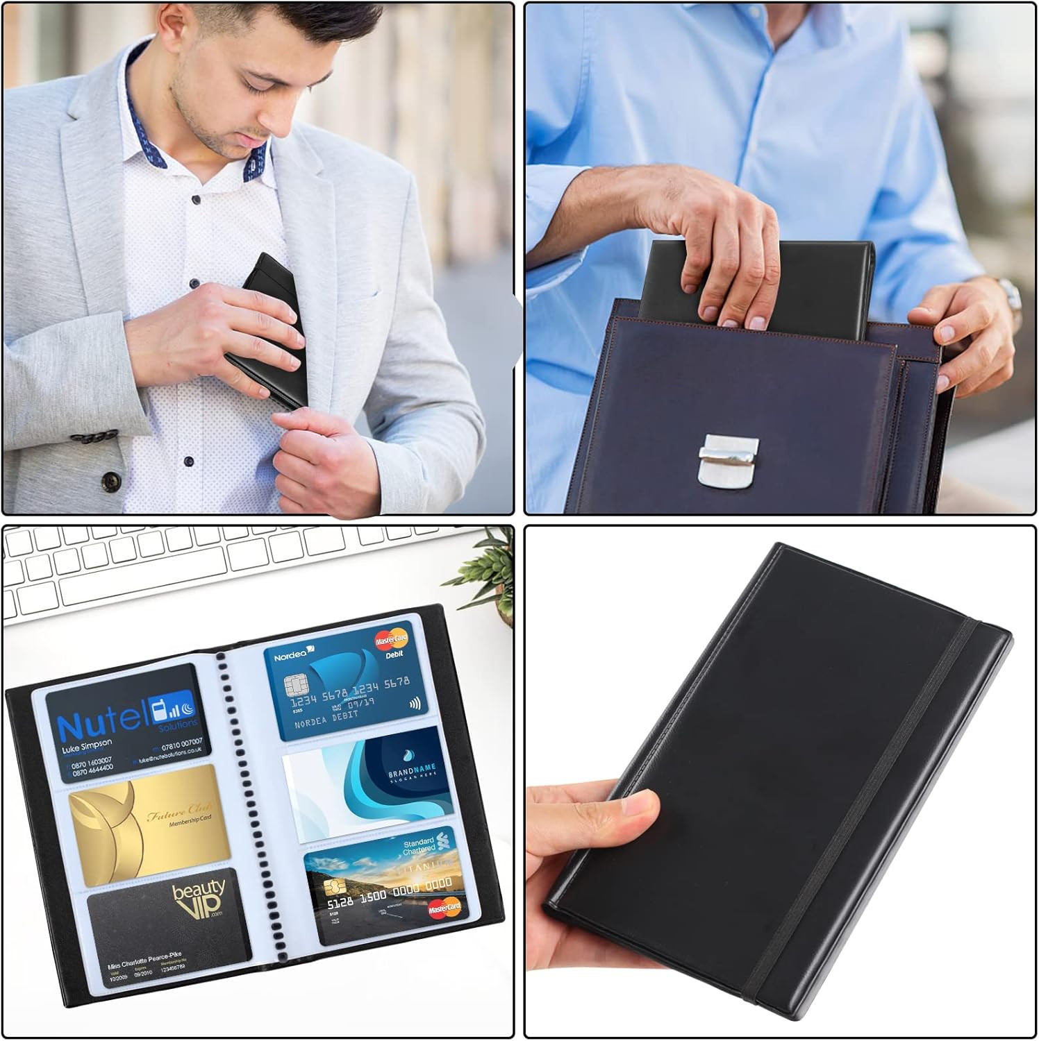 2pc180 Business Card Holder Organizer PU Leather Book Credit Cards Case Name Id