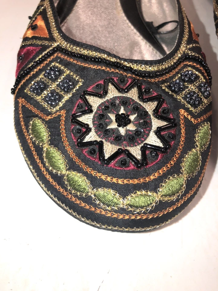 娃娃屋多色串珠刺绣懒人鞋低跟凉鞋,尺寸 8 — 第 3/4 张图片