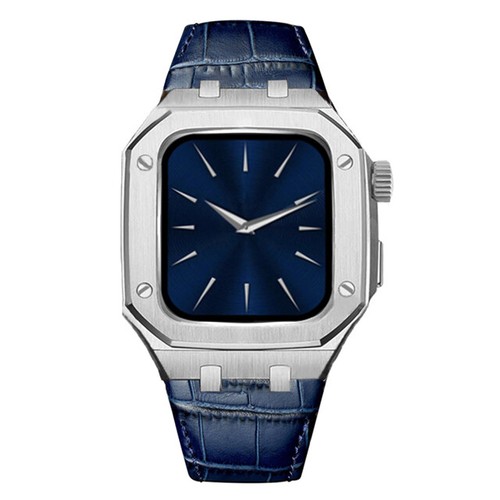 Boîtier Str en acier inoxydable lunette en chêne mod pour bracelet Apple Watch 44 mm 45 mm - Photo 95 sur 105