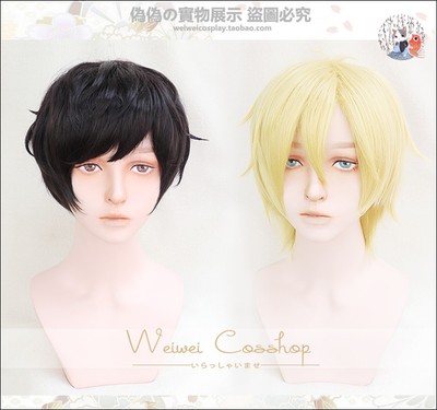 Banana Fish Ash Lynx Short Soft Blonde Eiji Okumura Black Cosplay Hair Wig Cap Ebay