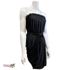 Vera Wang Lavender Label Strapless Black Bubble Dress Beaded Accent Women Size S