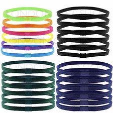 PACK OF 6 MENS BOYS LONG HAIR HEADBAND ELASTIC FOOTBALL SPORTS THIN SNAG FREE