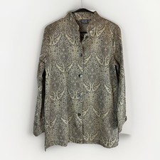 Additions By Chicos Women s Gold Paisley Jacket Blazer Button Down Size 1 8-10